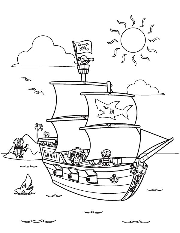 ぬりえページ: 海賊船 (交通機関) #138303 - 無料の印刷可能なぬりえページ