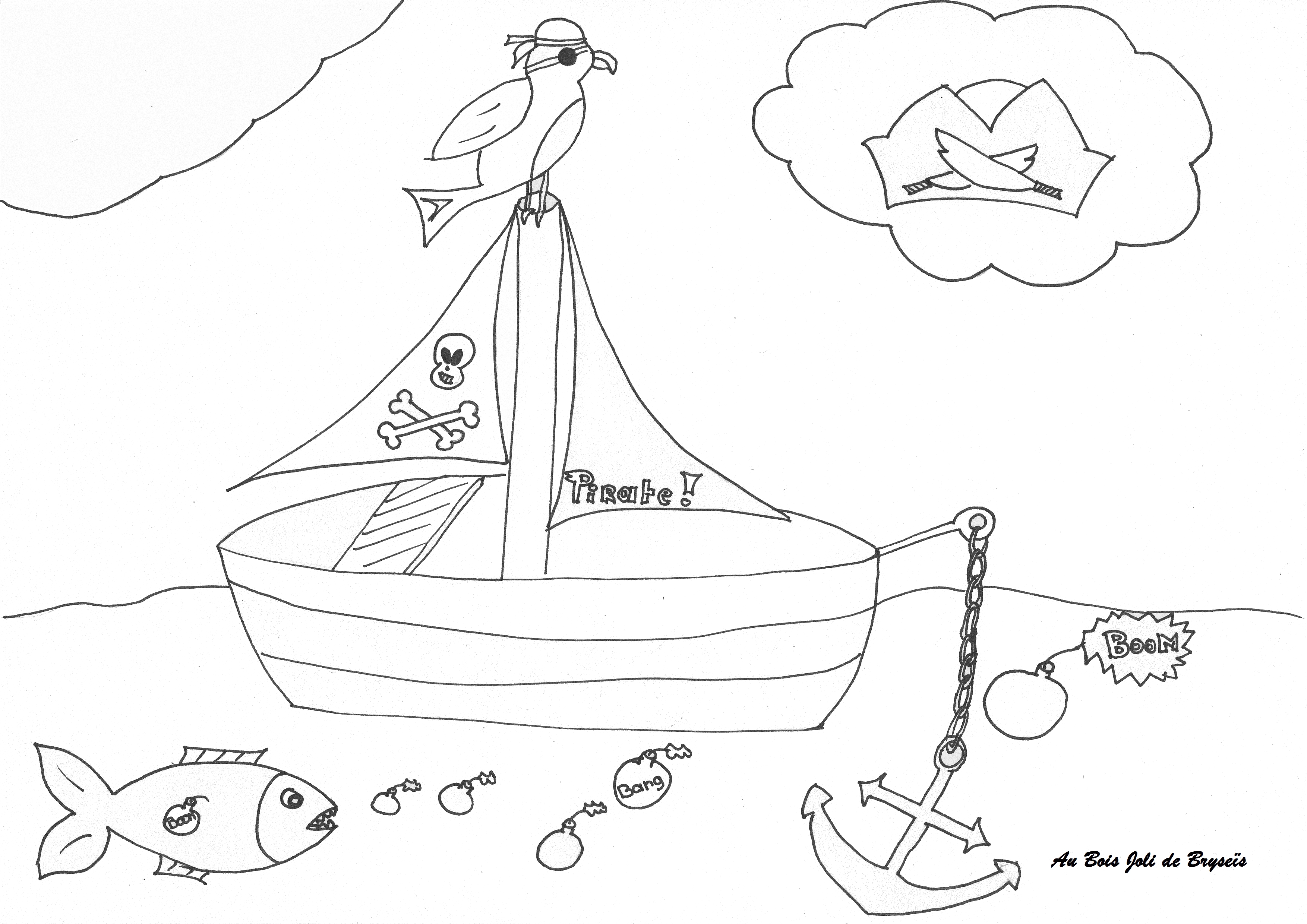 ぬりえページ: 海賊船 (交通機関) #138414 - 無料の印刷可能なぬりえページ