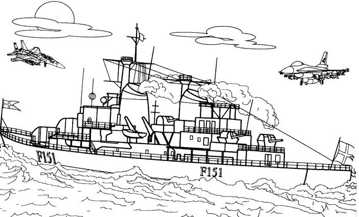 ぬりえページ: 軍艦 (交通機関) #138470 - 無料の印刷可能なぬりえページ