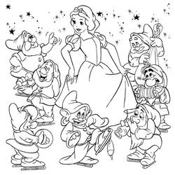 ぬりえ: 白雪姫と七人のこびと - 無料の印刷可能なぬりえページ