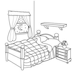 ぬりえ: ベッドルーム - 無料の印刷可能なぬりえページ