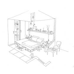 ぬりえページ: ベッドルーム (建物と建築) #63375 - 無料の印刷可能なぬりえページ