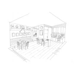 ぬりえページ: キッチン (建物と建築) #63601 - 無料の印刷可能なぬりえページ