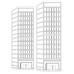 ぬりえページ: 超高層ビル (建物と建築) #65545 - 無料の印刷可能なぬりえページ