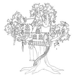 ぬりえページ: 樹上の家 (建物と建築) #66002 - 無料の印刷可能なぬりえページ