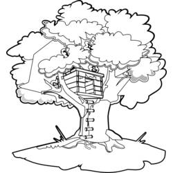 ぬりえページ: 樹上の家 (建物と建築) #66018 - 無料の印刷可能なぬりえページ