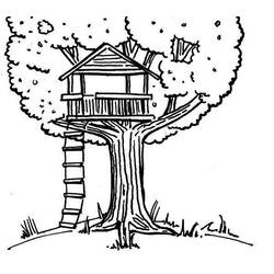 ぬりえ: 樹上の家 - 無料の印刷可能なぬりえページ