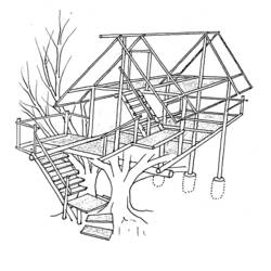 ぬりえページ: 樹上の家 (建物と建築) #66027 - 無料の印刷可能なぬりえページ