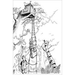 ぬりえページ: 樹上の家 (建物と建築) #66031 - 無料の印刷可能なぬりえページ