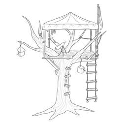 ぬりえページ: 樹上の家 (建物と建築) #66032 - 無料の印刷可能なぬりえページ