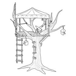 ぬりえページ: 樹上の家 (建物と建築) #66075 - 無料の印刷可能なぬりえページ