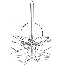 ぬりえ: 魔法剣エクスカリバー - 無料の印刷可能なぬりえページ