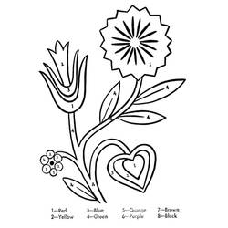 ぬりえ: 花の数字塗り絵 - 無料の印刷可能なぬりえページ
