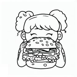 ぬりえ: ハンバーガー - 無料の印刷可能なぬりえページ