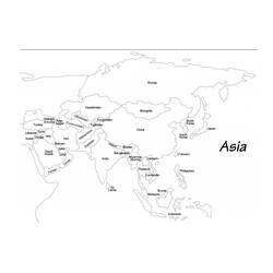ぬりえ: アジアの地図 - 無料の印刷可能なぬりえページ