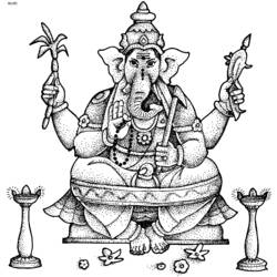 ぬりえページ: ヒンズー教の神話: ガネーシャ (神々と女神) #96914 - 無料の印刷可能なぬりえページ