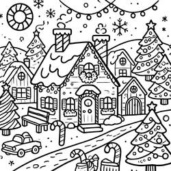 ぬりえ: クリスマスビレッジ - 無料の印刷可能なぬりえページ