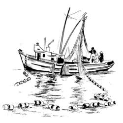 ぬりえページ: 漁師 (取引と職業) #104059 - 無料の印刷可能なぬりえページ