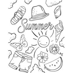 ぬりえ: 夏 - 無料の印刷可能なぬりえページ