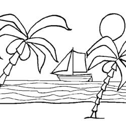 ぬりえページ: ビーチ (自然) #159026 - 無料の印刷可能なぬりえページ