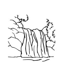 ぬりえ: 滝 - 無料の印刷可能なぬりえページ