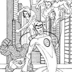 ぬりえページ: ファンタスティック・フォー (スーパーヒーロー) #76403 - 無料の印刷可能なぬりえページ