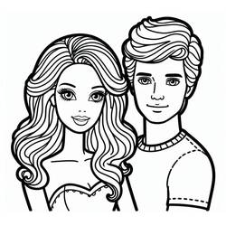 ぬりえ: BarbieとKen - 無料の印刷可能なぬりえページ
