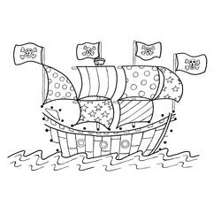 ぬりえページ: 海賊船 (交通機関) #138215 - 無料の印刷可能なぬりえページ